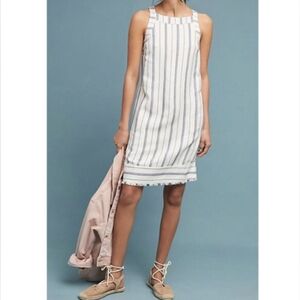 Anthropologie Akemi Kin Dress  White Striped Mini Sleeveless  Womens Size 16